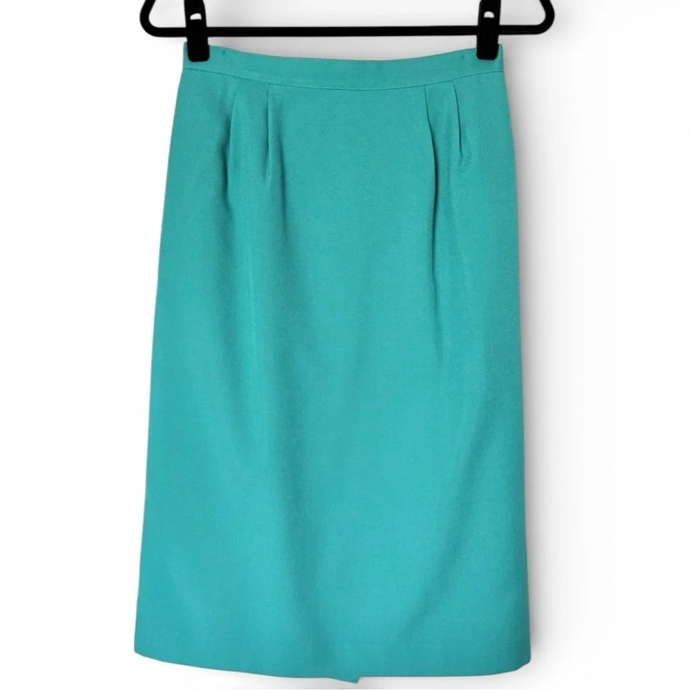 Vintage Kasper for A.S.L. Teal Short Sleeve Peplum 2-Piece Skirt Suit Size 8 EUC